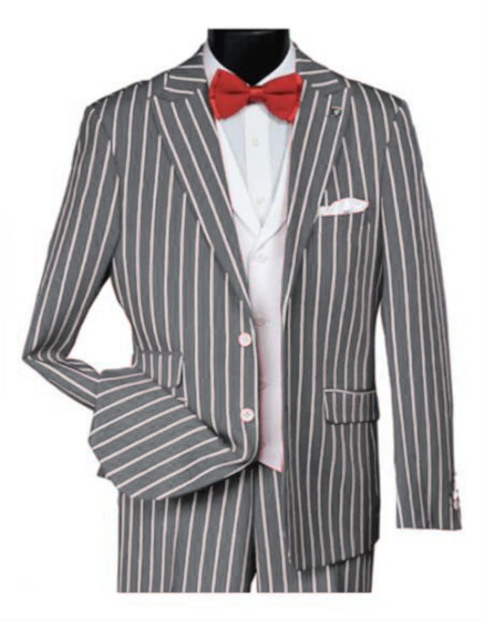 Traje Gangster Plateado de los Años 20: Elegancia Intemporal para el Hombre Audaz.